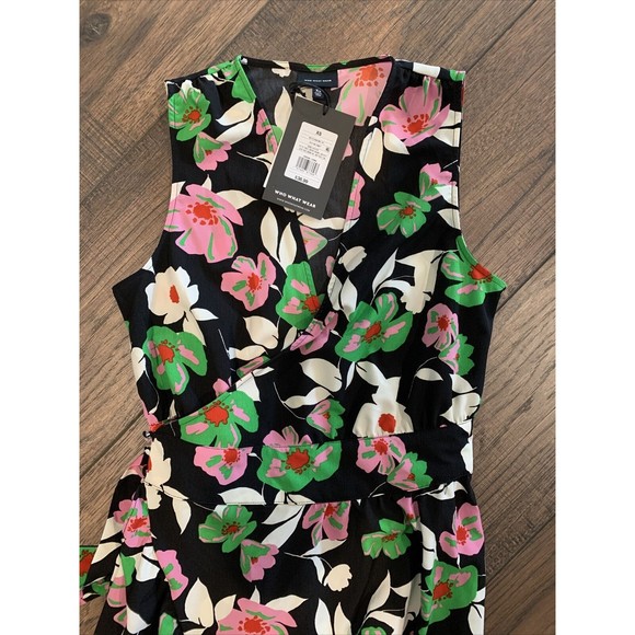 Women's Who What Wear Floral Print Sleeveless Dress, X-Small, NEW, 1020 - Picture 2 of 5